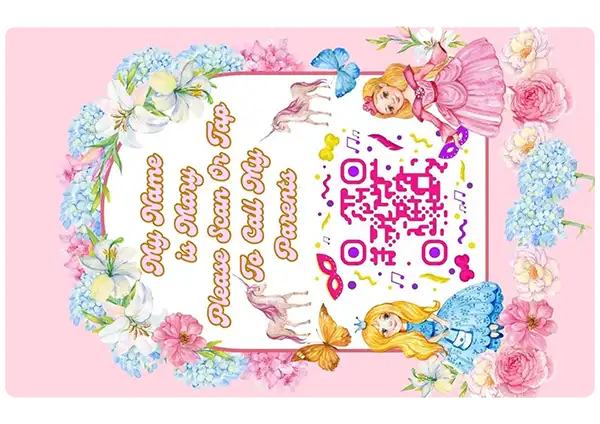 Kids ICE QR Tag on School Bag